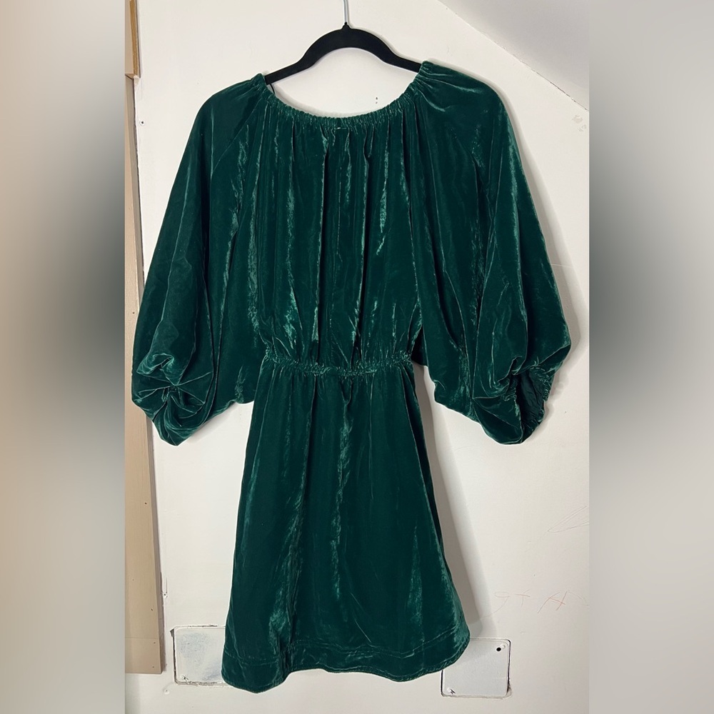 Free People Portia Green Velvet Mini Dress Size XS NWT - Picture 3 of 8